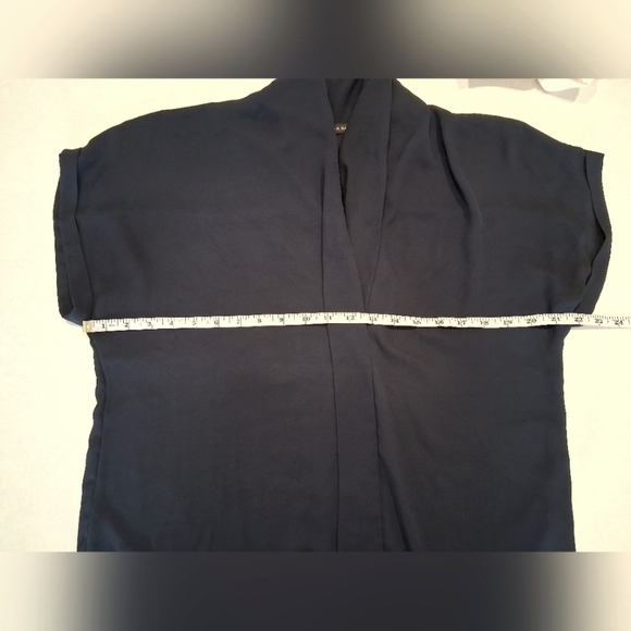 Zara Basic/ Blue Blouse with Dolman Sleeves/ Floral Applique/ Size US L - Picture 8 of 9